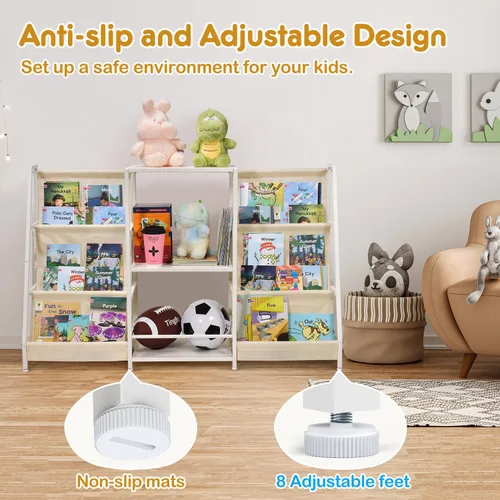 Miniatura 6 de Montessori - Estantería y organizador de juguetes para niños, almacenamiento de juguetes ajustable de 3 niveles, estantería de 6 niveles para niños