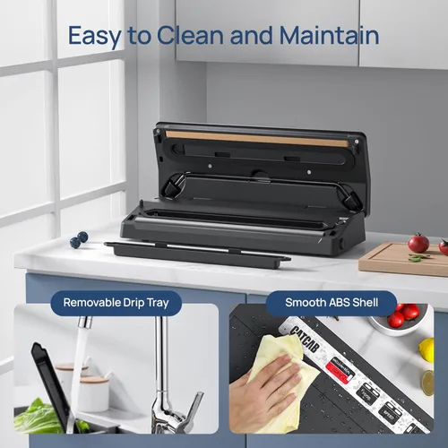 Miniatura 8 de Máquina selladora al vacío para ahorrar alimentos, 70 kpa potente succión compacta 7 en 1 sellador automático de alimentos para almacenamiento