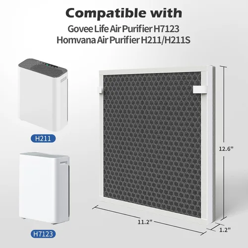 Miniatura 3 de Paquete de 2 filtros de repuesto H7123 / H7123101 / H211 / H211S compatibles con Govee H7123101 / Goveelife H7123 purificador de aire limpio