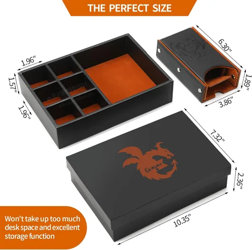 Miniatura 4 de Grajar DND - Bandeja de dados y torre de dados con almacenamiento, bandeja rodante de dados 3 en 1 con tapa, almacenamiento portátil de dados