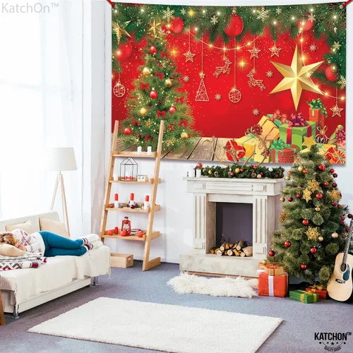 Miniatura 5 de KatchOn, Pancarta de Navidad Extra Grande - 72x44 Pulgadas, Roja, Tela de Tela, Incluye Rollo de Cinta Roja - 20 Pies, Perfecta para Decoraciones