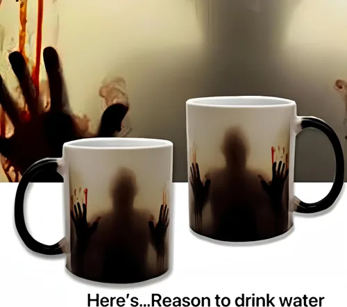 Miniatura 4 de HS&ROXIN Taza de café de cerámica de Halloween que cambia de color, taza de terror, taza espeluznante, taza de zombi, regalos novedosos