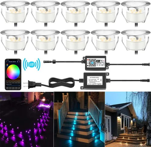Miniatura 24 de lámpara LED decorativa de bajo voltaje de 1 vatio, impermeable, para exteriores, patio, jardín, escaleras Blanco cálido