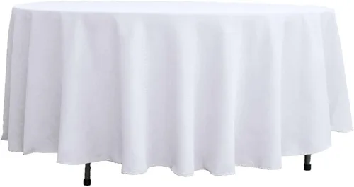 Miniatura 6 de Efavormart - 5 manteles redondos de poliéster de 108 pulgadas para bodas, fiestas, banquetes, restaurantes, 5 unidades, color blanco