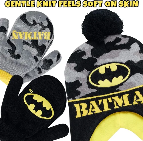 Miniatura 24 de DC Comics Conjunto de 2 pares de guantes o manoplas de invierno de Batman para niños (niños pequeños)