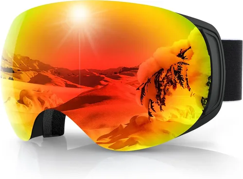 Miniatura 13 de findway Gafas de esquí OTG para mujeres, hombres, adultos, jóvenes - Sobre gafas, gafas de nieve - Lente intercambiable, gafas de snowboard antivaho