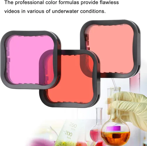 Miniatura 3 de SOONSUN Paquete de 3 filtros de buceo para GoPro Hero 5 6 7 Black Super Suit - Filtro rojo, rojo claro y magenta - Mejora los colores para diversas
