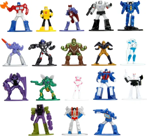 Transformers - Juego de 18 figuras Wave 3 de 1.65 pulgadas fundidas a presión Nano Metalfigs, juguetes para niños y adultos
