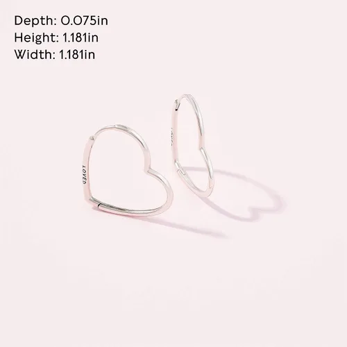 Miniatura 6 de PANDORA Aretes de aro con forma de corazón asimétrico, aretes clásicos para mujer, gran regalo para ella, hechos con plata de ley, con caja