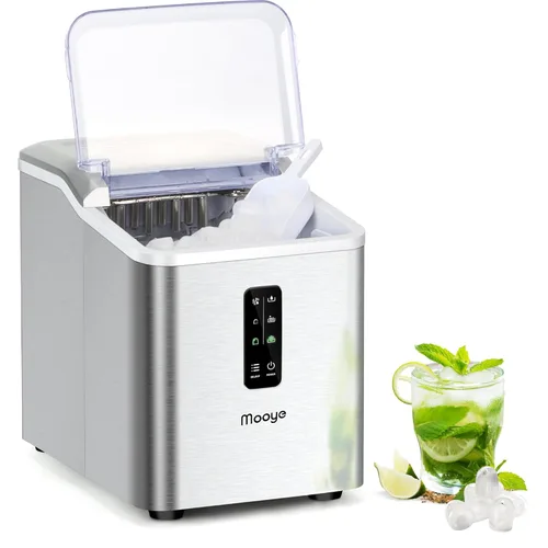 Máquina para hacer hielo para encimera, 26.5 libras en 24 horas, máquina de hielo eléctrica y máquina de hielo compacta con cuchara de hielo y