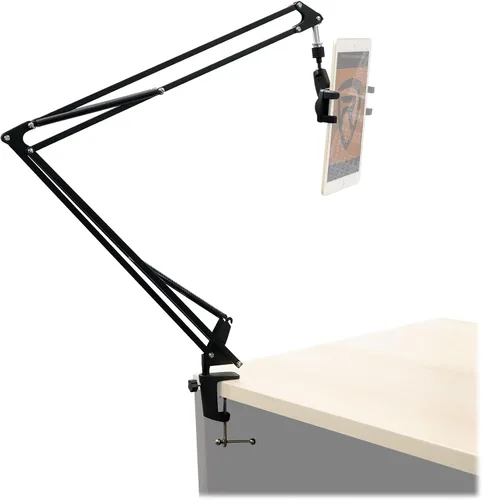 Miniatura 6 de Rockville Istand 22 Tablet Smartphone Holder 360 grados giratorio, ABS y agarre de goma, se adapta a 4.7-12.9 pulgadas, para soportes de micrófono
