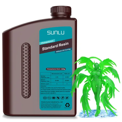 Miniatura 23 de SUNLU Resina para impresora 3D, 1kg de curado rápido, resina estándar 3D para impresoras 3D LCD DLP SLA, curado UV de 395-405nm, resina líquida