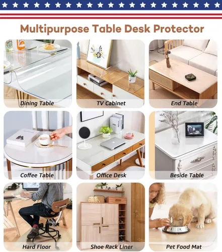 Miniatura 7 de RostiKong Protector de escritorio transparente de 20 x 36 pulgadas, almohadilla protectora para mesa, forro protector rectangular de plástico