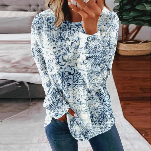 Miniatura 3 de Sudaderas de otoño para mujer, talla grande, blusas casuales de manga larga, suéter cómodo, holgado, moderno, ajustado