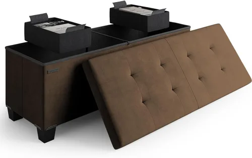 Miniatura 101 de Cubo otomano de almacenamiento con cubo pequeño, otomana cuadrada de 15 pulgadas con almacenamiento para sala de estar y dormitorio, reposapiés