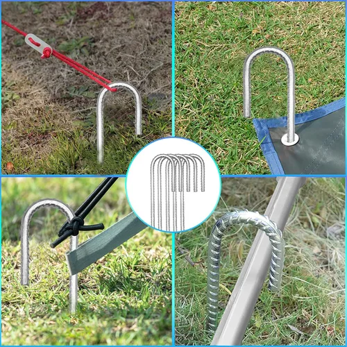 Miniatura 5 de Estacas de metal para barras de refuerzo con gancho en J extra resistentes, 12 pulgadas lo suficientemente largas: estacas de acero recubiertas a