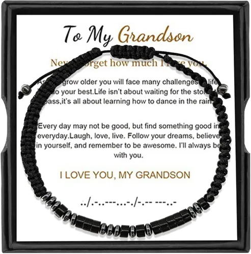 Miniatura 14 de Pulsera con código morse, regalos de Navidad para hijo, nieto, hija, nieta, sobrino, regalo de cumpleaños inspirador Tiger Eye Stone