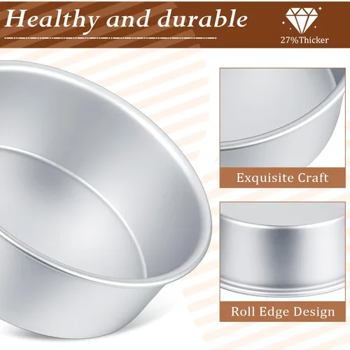 Miniatura 3 de Gerrii 35 moldes para pasteles de 4 pulgadas, antiadherentes, de aluminio, pequeños moldes redondos para hornear pasteles, para queso, pizza