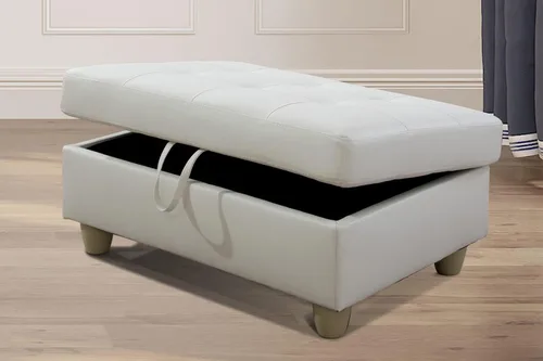 Miniatura 6 de Almacenamiento otomano, 35 pulgadas de ancho, mesa de centro moderna de mediados de siglo, reposapiés otomano, taburete de cuero sintético a rayas