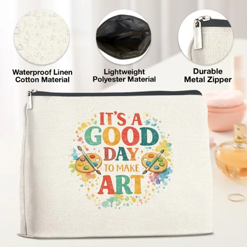 Miniatura 3 de YeleY Art Gifts Makeup Bag for Women, It's a Good Day to Make Art Cosmetic Pouch, Artist Gift Thank You Present Travel Toiletry Bag
