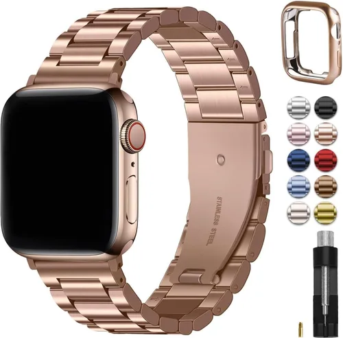 Miniatura 7 de Fullmosa Banda de Metal Compatible con Correas de Apple Watch de 1.61, 1.58, 1.5, 1.81, 1.93, 1.77, 1.73, 1.65 pulgadas, Correa iWatch con Estuche