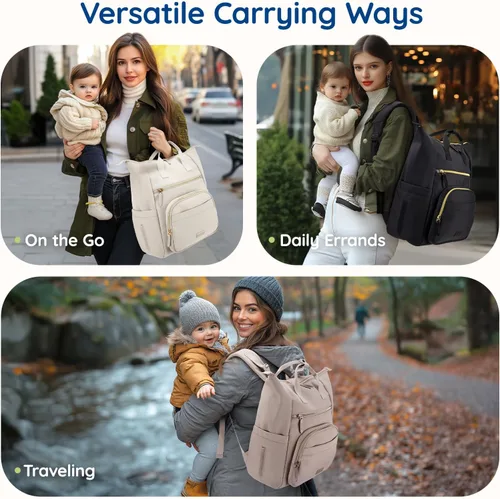 Miniatura 2 de mommore Mochila de neopreno para pañales de bebé, pequeña y ligera, resistente al agua, para niños y niñas, recién nacidos, con cambiador, correas