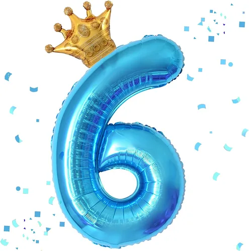 Miniatura 8 de Globo azul número 2 de 40 pulgadas y mini globo de corona para decoraciones de fiesta de segundo cumpleaños, globos de fiesta temática azul