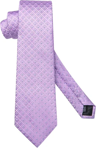 Miniatura 86 de Hi-Tie Corbata clásica de cachemira para hombre con pañuelo y gemelos a cuadros