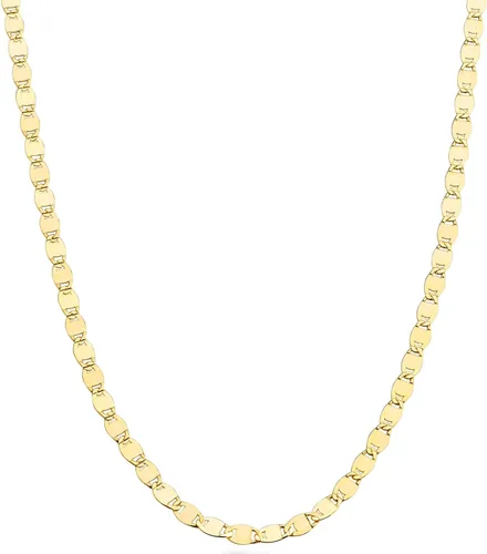 Miabella 18K Gold Over 925 Sterling Silver Italian Sparkle Mirror Link Chain Necklace for Women Teen Girls, Made in Italy