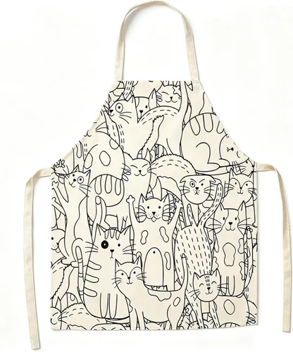 Delantal de gato lindo delantal de cocina para mujeres y hombres, delantales divertidos para cocinar, hornear, pintura, jardinería y fiesta