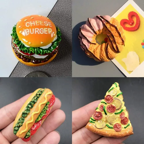 Miniatura 2 de 5 imanes de comida para refrigerador, calcomanías para nevera, hamburguesa, dona, helado, pizza, perrito caliente, pizza, imanes para cocina