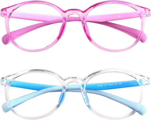 Miniatura 8 de 2 pares de lentes de bloqueo de luz azul para niños, protección UV400, antirayos azules, para computadora para niños y niñas de 3 a 12 años