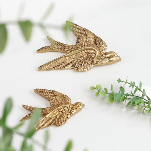 Miniatura 8 de Garneck 4 piezas de un par de golondrinas montadas en la pared, adornos de Navidad, pájaros artificiales, escultura, decoración de pared, adorno
