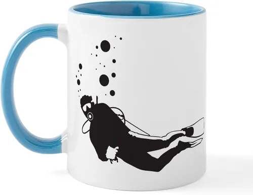 Miniatura 50 de CafePress Scuba Flag Diver Taza de café de cerámica de 11 oz (11.0 fl oz)