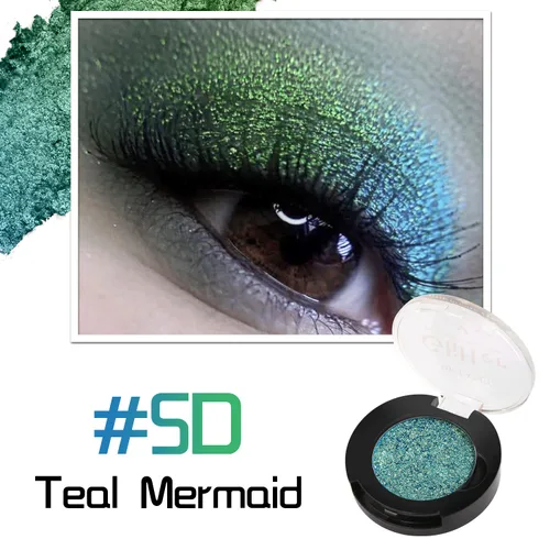 Miniatura 2 de Sombra de ojos verde azulado, paleta de sombras de ojos con purpurina multicromada altamente pigmentada con cambio de verde azulado a azul dorado