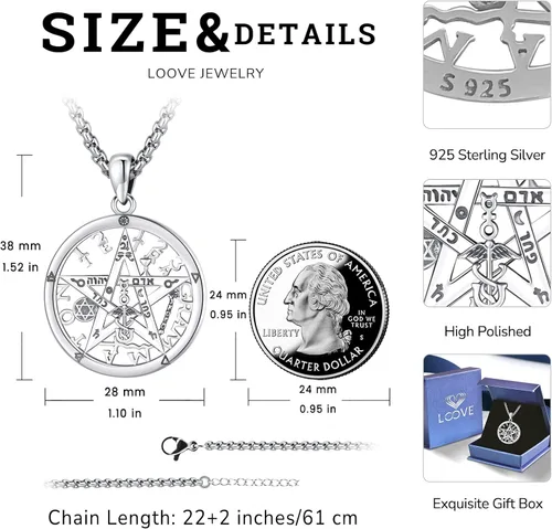 Miniatura 243 de Collar de pentagrama de plata de ley con triple luna, diosa celta, nudo celta, nudo de brujas, Ankh, sol y luna, Hécate, lilith, Santa Muerte
