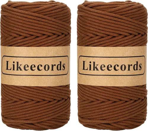 Miniatura 6 de Cordón de Algodón Trenzado 3mm x 109 yardas - Cuerda de Macramé Colorida para Manualidades, Ganchos, Colgantes de Pared - 100% Algodón Natural