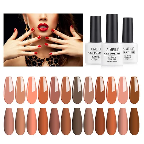 Miniatura 8 de AIMEILI Hema Free - Juego de esmaltes de uñas de gel, libre de crueldad, vegano, colección neón, 12 colores, rosa intenso, azul, amarillo, verde