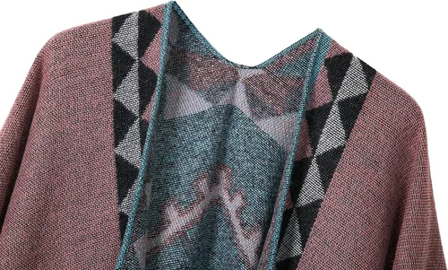Miniatura 73 de Chales cálidos para mujer, cárdigan con frente abierto, estilo vintage, poncho