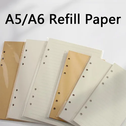 Miniatura 5 de A6 - 80 hojas/160 páginas forradas de papel perforado de hojas sueltas para carpeta de 6 agujeros, organizador personal, diario, planificador