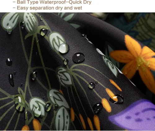 Miniatura 3 de Cortina de ducha Lalumix negra floral, cortinas de ducha con flores para baño con 12 ganchos, juegos de cortinas de ducha de tela de poliéster
