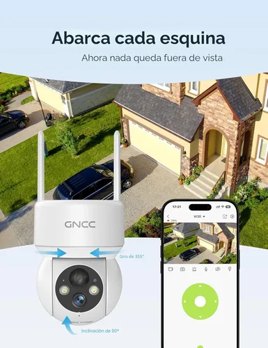 Miniatura 3 de GNCC Cámaras de seguridad solares inalámbricas para exteriores 2.4G WiFi, vista de 360°, funciona con energía solar/batería, detección humana AI