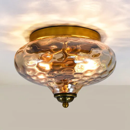 Miniatura 14 de EDISLIVE Lámpara de techo semiempotrada de vidrio de 7.5 pulgadas, lámpara de techo vintage Globo con vidrio transparente a cuadros para pasillo