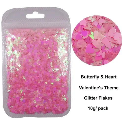 Miniatura 3 de LoveOurHome Resina holográfica de uñas de 2.16 oz con purpurina en copos de San Valentín, mariposa, corazón, brillos, manualidades, lentejuelas