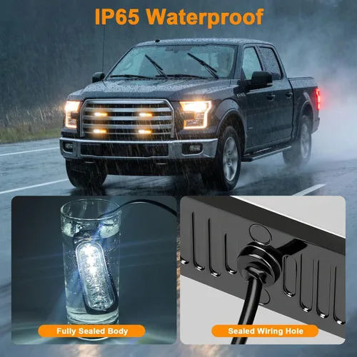 Miniatura 4 de EEEKit 10 luces LED estroboscópicas de emergencia, 6 LED ámbar blanco estroboscópico luces intermitentes de emergencia de montaje en superficie