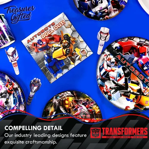 Miniatura 5 de Treasures Gifted Servilletas Transformers con licencia oficial – Servilletas de fiesta de transformadores de 16 quilates – Suministros para fiesta