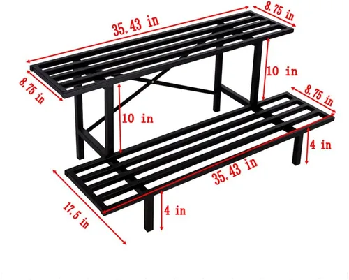 Miniatura 6 de Zhongma Soporte de metal resistente de 2 niveles para plantas para el hogar, interior y exterior, 35.43 pulgadas de largo x 17.5 pulgadas de ancho x