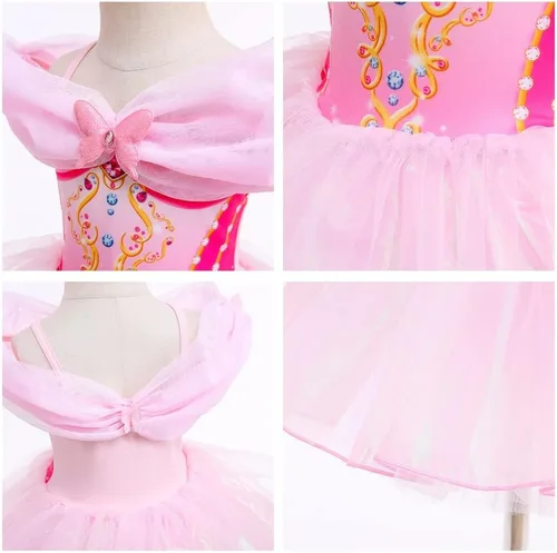 Miniatura 4 de MYRISAM - Maillots de princesa para niñas, tutú de ballet, vestido de bailarina con falda, para cumpleaños, fiesta elegante, disfraces de Halloween