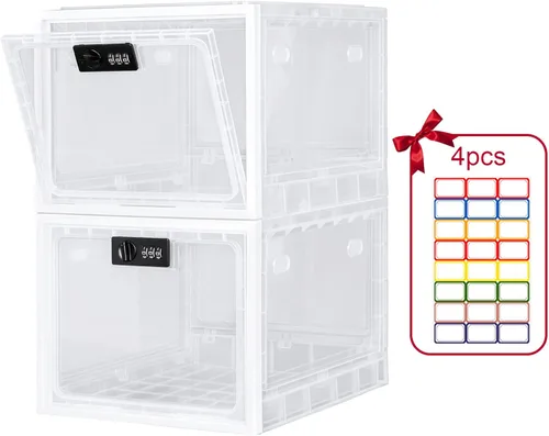 Miniatura 9 de Lalifebuss Cajas con cerradura de combinación para artículos personales, caja de almacenamiento con cerradura para casillero de Blanco