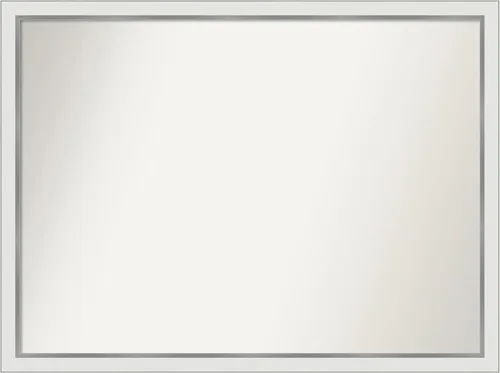 Miniatura 439 de Amanti Art Espejo de baño blanco para sobre el fregadero, 30 x 35 pulgadas, espejo de tocador rectangular estrecho de Eva de oro blanco, marco